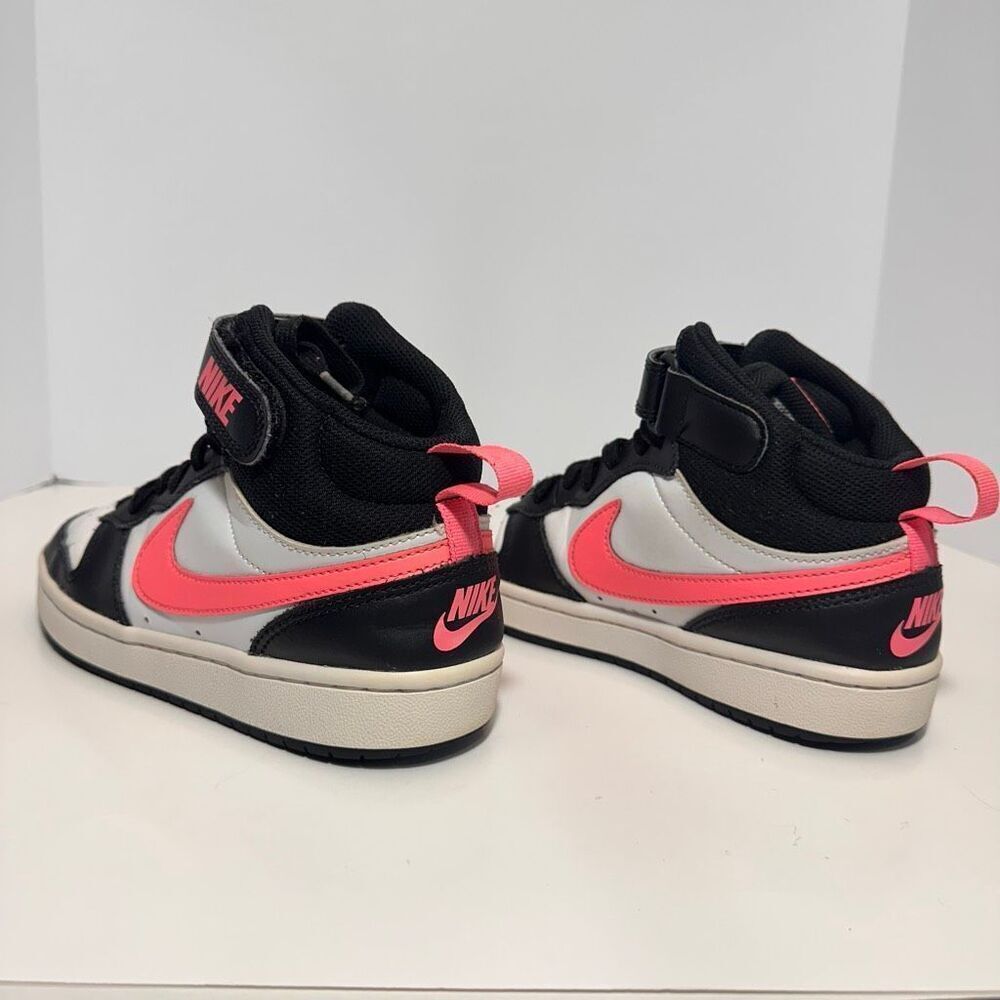 Nike Court Borough Mid 2 Sneakers Black White Pink | Youth Size 4 - Picture 12 of 14